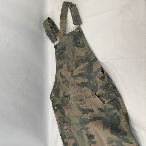 Camo Overalls Stretch Jump Suit Bibs Distressed Outdoor Country Size 4 - Picture 7 of 14